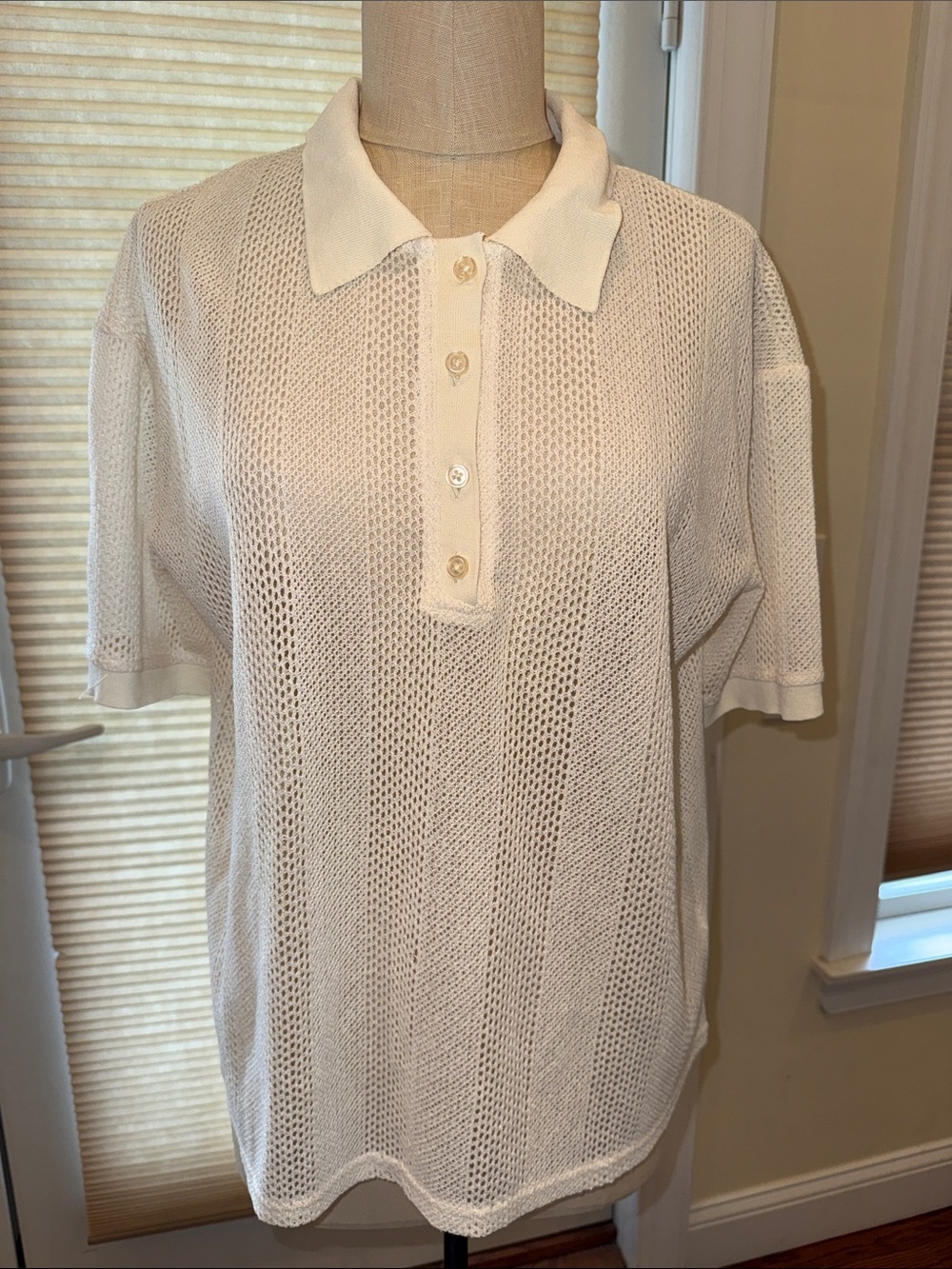 Zara Open Knit Short Sleeve Polo